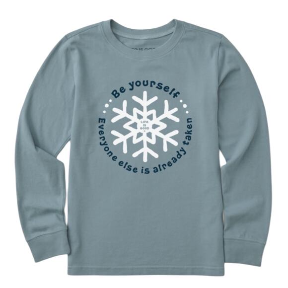 Life is Good Be Yourself Crewneck Graphic Tee Blue Junior Size XL - Picture 2 of 10